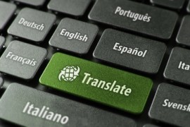 Translate button on keyboard, surrounded by country names