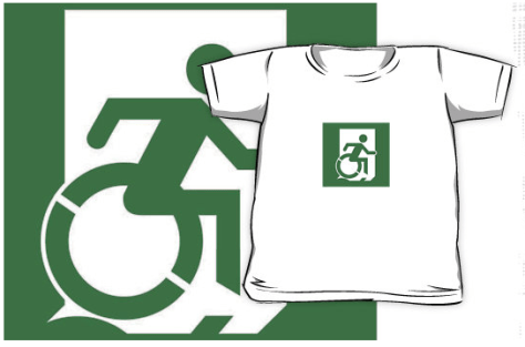 Wheelie Man Exit Sign TM Logo Kids tee