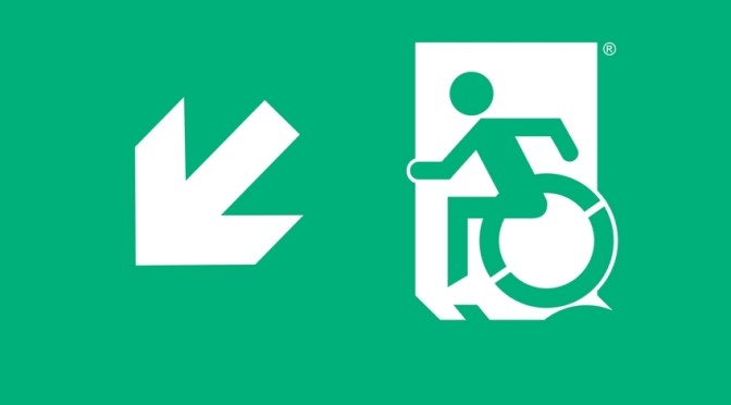 Wheelie Man Page Header, part of the Accessible Exit Sign Project