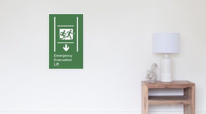 Accessible Means of Egress Exit Emergency Evacuation Lift Sign Poster