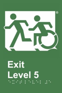 Emergency Evacuation Lift Running Man Accessible Means of Egress Icon Accessible Exit Door Sign