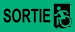 Left Hand Black on New Green Sortie Wheelie Man Wheelchair Accessible Exit Sign