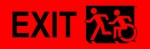 Left Hand Black on Red Exit Running Man Wheelie Man Wheelchair Accessible Exit Sign