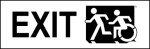 Left Hand Black on White Exit Running Man Wheelie Man Wheelchair Accessible Exit Sign