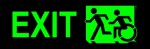 Left Hand Lime New Green on Black Exit Running Man Wheelie Man Wheelchair Accessible Exit Sign