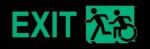 Left Hand New Green on Black Exit Running Man Wheelie Man Wheelchair Accessible Exit Sign