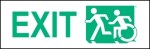 Left Hand New Green on White Exit Running Man Wheelie Man Wheelchair Accessible Exit Sign