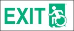 Left Hand New Green on White Exit Wheelie Man Wheelchair Accessible Exit Sign