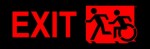 Left Hand Red on Black Exit Running Man Wheelie Man Wheelchair Accessible Exit Sign