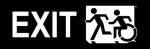 Left Hand White on Black Exit Running Man Wheelie Man Wheelchair Accessible Exit Sign