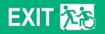 Left Hand White on New Green Exit Running Man Wheelie Man Wheelchair Accessible Exit Sign