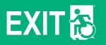 Left Hand White on New Green Exit Wheelie Man Wheelchair Accessible Exit Sign