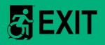 Right Hand Black on New Green Exit Wheelie Man Wheelchair Accessible Exit Sign
