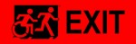 Right Hand Black on Red Exit Running Man Wheelie Man Wheelchair Accessible Exit Sign