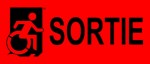Right Hand Black on Red Exit Wheelie Man Wheelchair Accessible Exit Sign