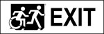 Right Hand Black on White Exit Running Man Wheelie Man Wheelchair Accessible Exit Sign