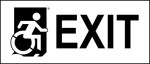 Right Hand Black on White Exit Wheelie Man Wheelchair Accessible Exit Sign