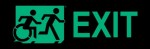 Right Hand New Green on Black Exit Running Man Wheelie Man Wheelchair Accessible Exit Sign