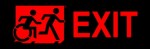 Right Hand Red on Black Exit Running Man Wheelie Man Wheelchair Accessible Exit Sign