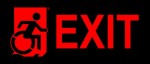 Right Hand Red on Black Exit Wheelie Man Wheelchair Accessible Exit Sign