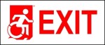 Right Hand Red on White Exit Wheelie Man Wheelchair Accessible Exit Sign