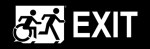 Right Hand White on Black Exit Running Man Wheelie Man Wheelchair Accessible Exit Sign