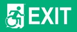Right Hand White on New Green Exit Wheelie Man Wheelchair Accessible Exit Sign