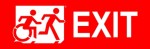 Right Hand White on Red Exit Running Man Wheelie Man Wheelchair Accessible Exit Sign