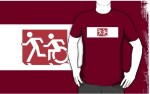 Accessible Exit Sign Project Wheelchair Wheelie Running Man Symbol Means of Egress Icon Disability Emergency Evacuation Fire Safety Adult T-shirt 513