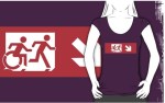 Accessible Exit Sign Project Wheelchair Wheelie Running Man Symbol Means of Egress Icon Disability Emergency Evacuation Fire Safety Adult T-shirt 541