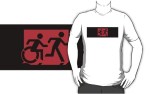 Accessible Exit Sign Project Wheelchair Wheelie Running Man Symbol Means of Egress Icon Disability Emergency Evacuation Fire Safety Adult T-shirt 565