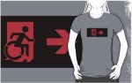 Accessible Exit Sign Project Wheelchair Wheelie Running Man Symbol Means of Egress Icon Disability Emergency Evacuation Fire Safety Adult t-shirt&nbsp;6