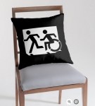 Accessible Exit Sign Project Wheelchair Wheelie Running Man Symbol Means of Egress Icon Disability Emergency Evacuation Fire Safety Throw Pillow Cushion&nbsp;106