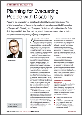 International Fire Protection March 2015 p48 Lee Wilson Planning for Evacuating PWD