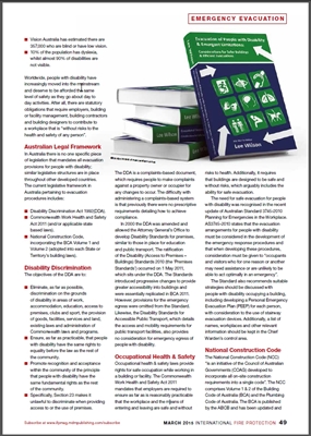 International Fire Protection March 2015 p49 Lee Wilson Planning for Evacuating PWD