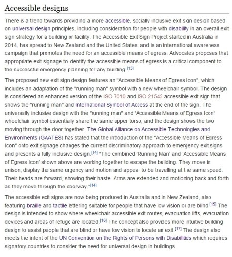 Accessible Exit Sign Project on Wikipedia