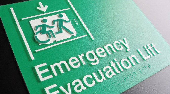 Braille Sign Supplies Emergency Evacuation Lift Sign